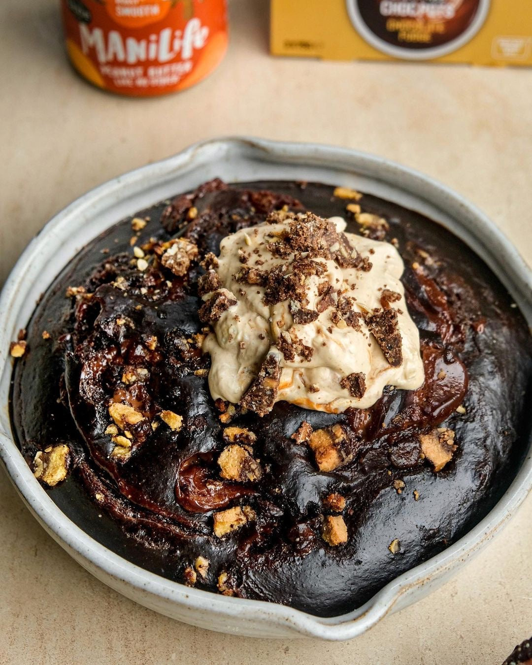 Chocolate Fudge Breakfast Cake With Peanut Butter Frozen Yoghurt
