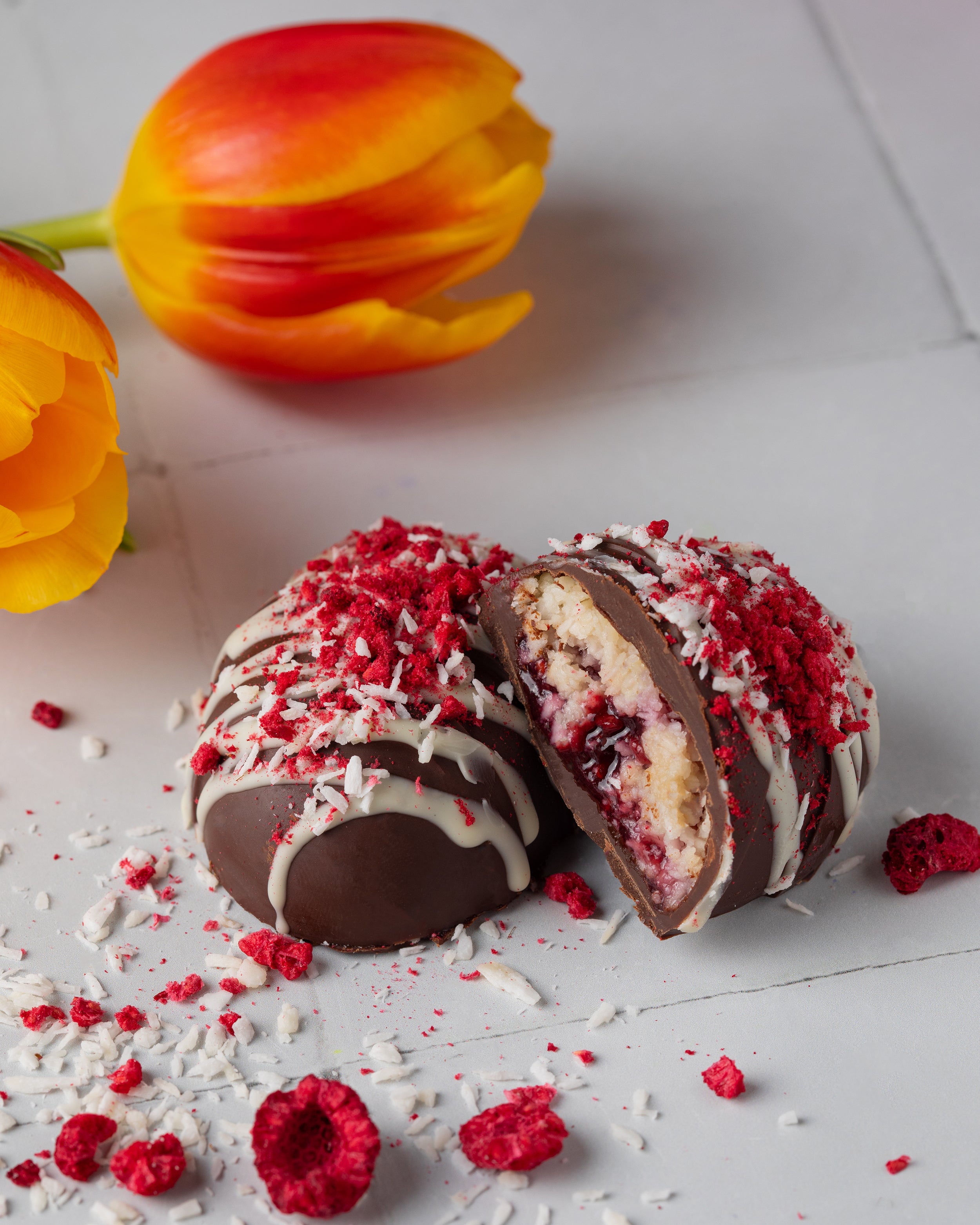 6 x Raspberry Coconut & White Chocolate Chunky Eggs (GF)